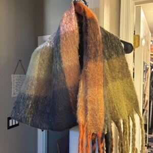 Coco & Carmen Earth Tones 94 inch in length Large Fringed Scarf, Throw, Wrap